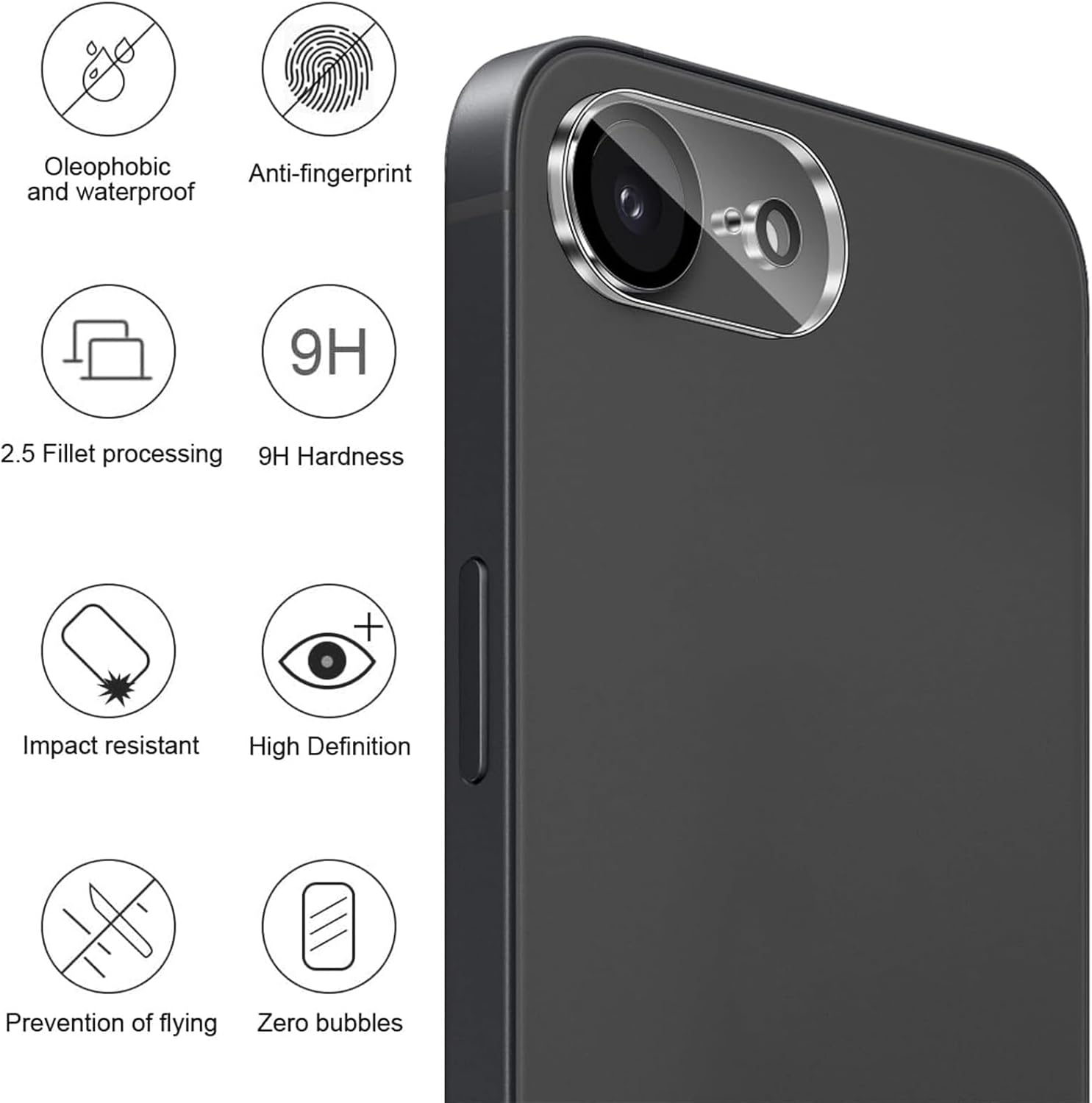 Camera Lens Protector for Iphone 16E, Tempered Glass 9Hardness, Anti-Scratch High Definition Camera Screenprotector for Iphone 16E 2025 [3 Pack] image number 4