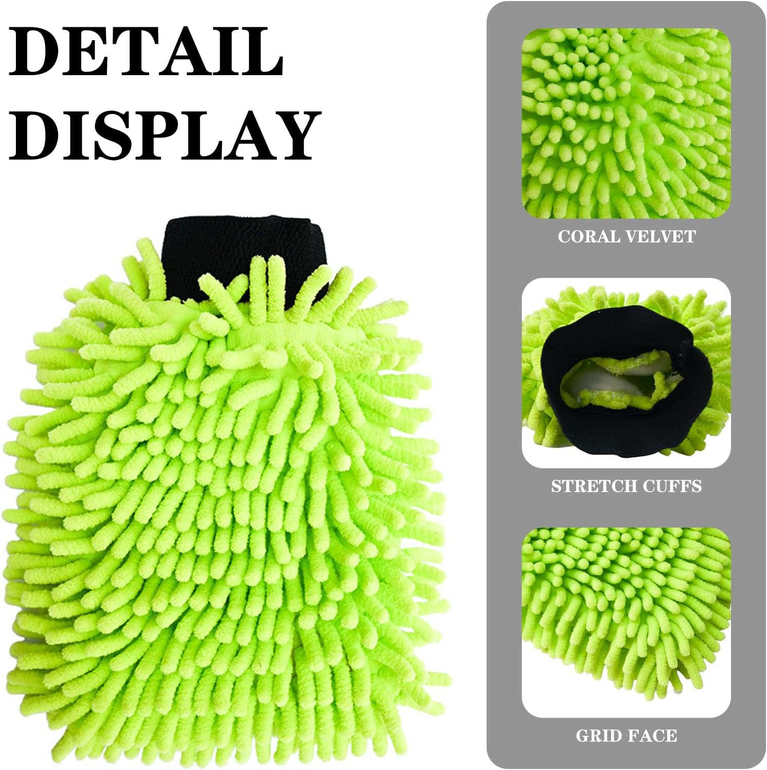 Chenille Microfiber Wash Mitt 2 Pack, Super Soapy Suds, Sponge for Washing Car, Removes Dirt and Grime on Paint, Glass, Plastic and Chrome, Professional Grade Microfibre Sponge for Car Washing image number 5