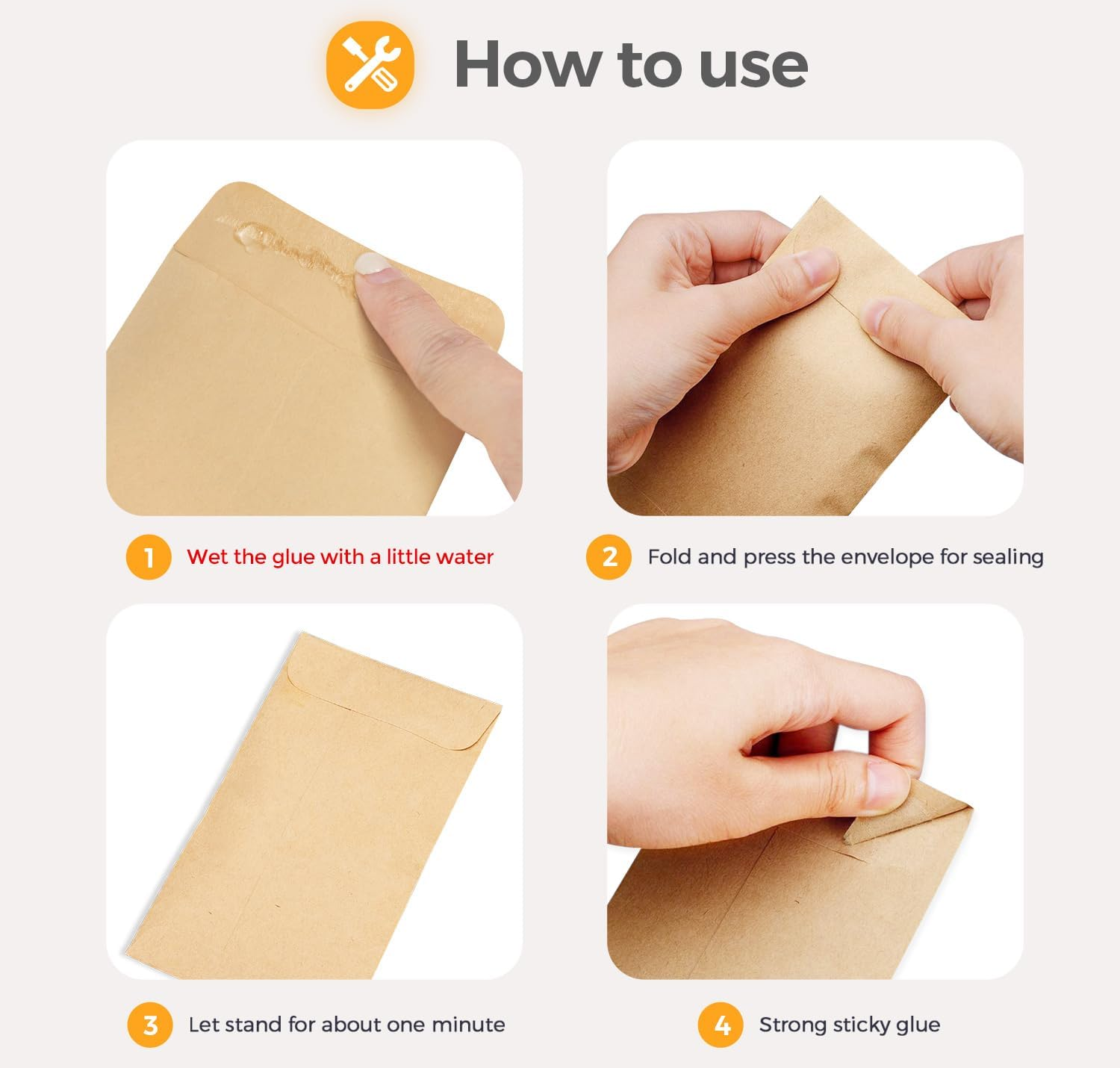 ACSTEP 100 PACK Brown Cash Envelopes 3 1/2 X 6 1/2 for Budgeting, Small Kraft Money Envelopes Self Adhesive for Cash, Coins, Check, Seeds, Money Savings Challenges image number 1