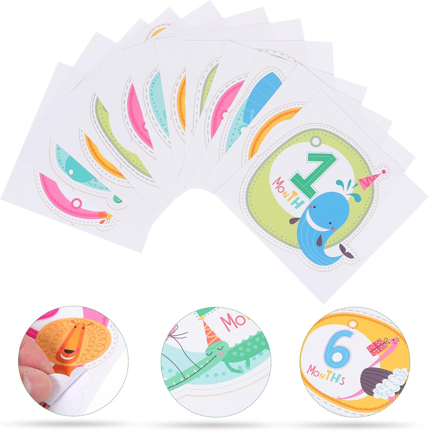 12Pcs Monthly Milestone Stickers Newborn Photo Props Month Label Paper for Newborn Supplies and Pregnancy Photography image number 6