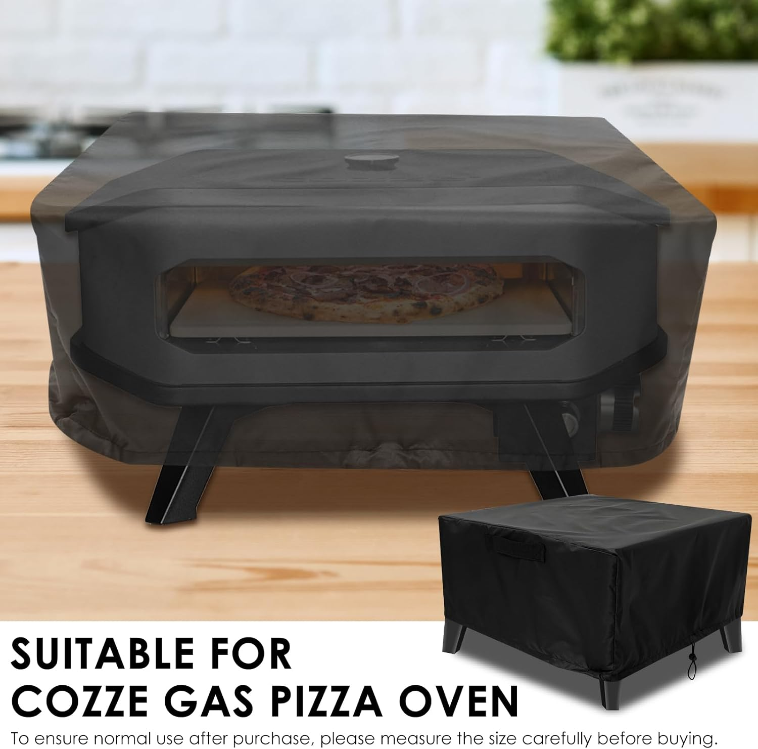 Pizza Oven Cover, Oxford Cloth Dustproof Waterproof Pizza Oven Cover, Adjustable Drawstrings, UV, Water-Resistant, with Adjustable Buckle Strap Tight Fitting, for Outdoor (S) image number 2