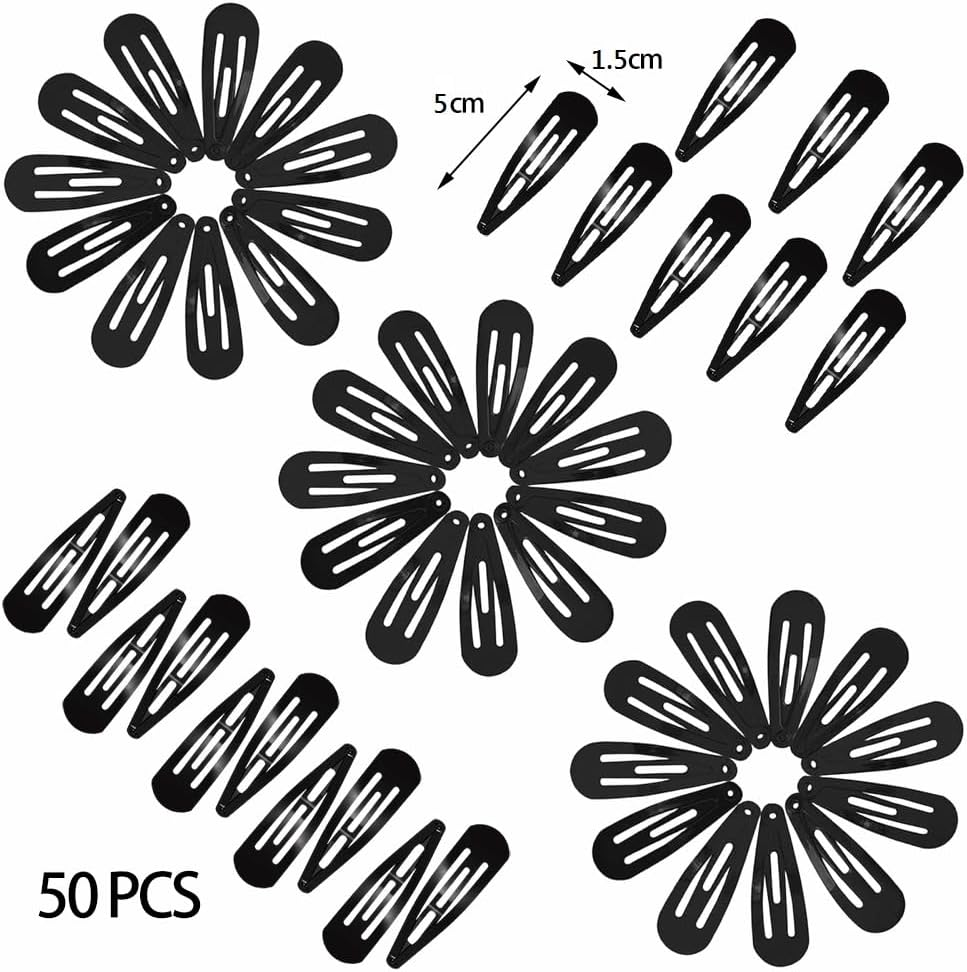 50 Pieces Metal Snap Hair Clips No Slip Hair Clip 5 Cm BB Hair Clips with Storage Box for Girls Women Bang Holder Hair Making Black image number 4