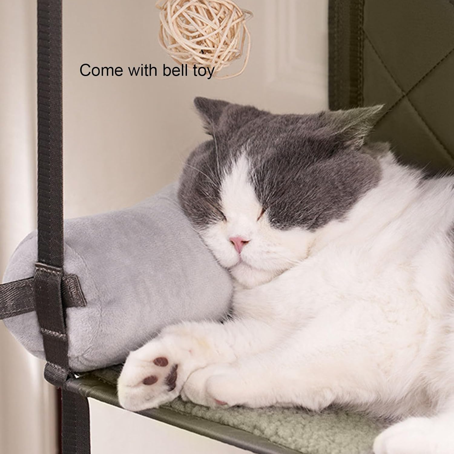 Bewinner Foldable Cat Climbing Frame Door or Wall Mounted, Multifunctional Cat Tower, Cat House Bed Furniture with Detachable Pillow & Bell Toy for Indoor Cats