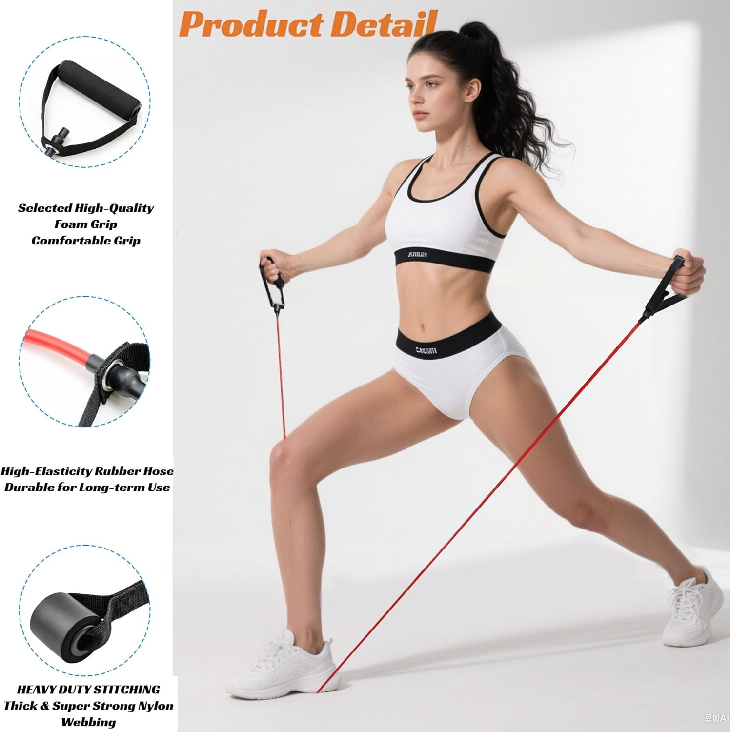 Resistance Bands with Handles, 3-Level Fitness Bands Set for Home Gym Workouts, Physical Therapy, Strength Training for Women & Men, Includes Door Anchor - Beignner(10-15-25Lb) image number 5