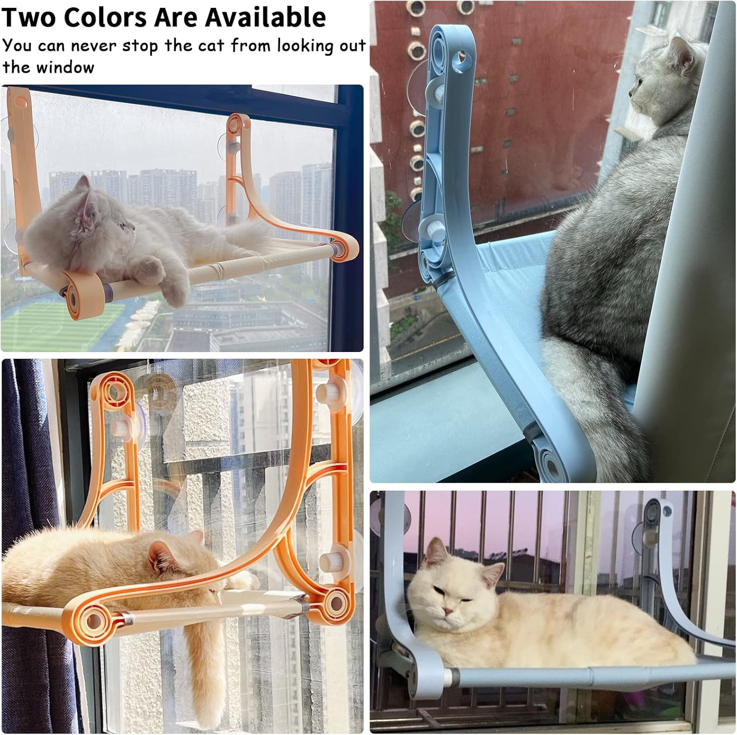 Fhiny Cat Window Perch, Cats Hammocks Seat for Indoor Cats with 2 Installation Styles Kitten Bed with Reinforced Screw Suction Cups & Shelves Space Saving Window Furniture for Small Cats Playing image number 4