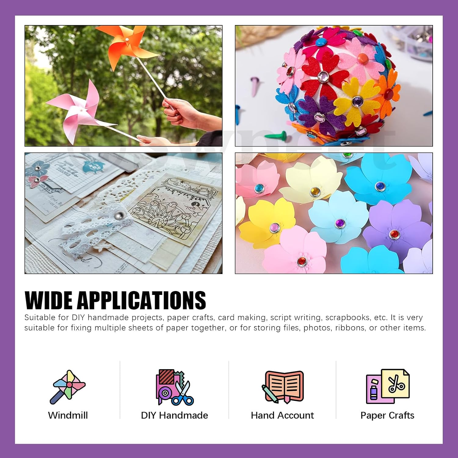 Swpeet 240 Sets 9 Styles and 5 Sizes Multicolor Split Pins Mini Brads Metal Brad with Hole Punch Assortment Kit, Metal Paper Brass Paper Fasteners Pastel Brads for Scrapbooking and Clothing Shoes image number 3