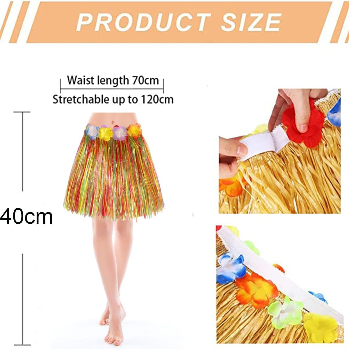 8Pcs Hawaiian Hula Skirt Costume Set,40Cm Hawaiian Grass Skirt,Hawaii Leis,Pineapple Glasses for Kids Fancy Dress Supplies Summer Beach Tropical Party Decorations