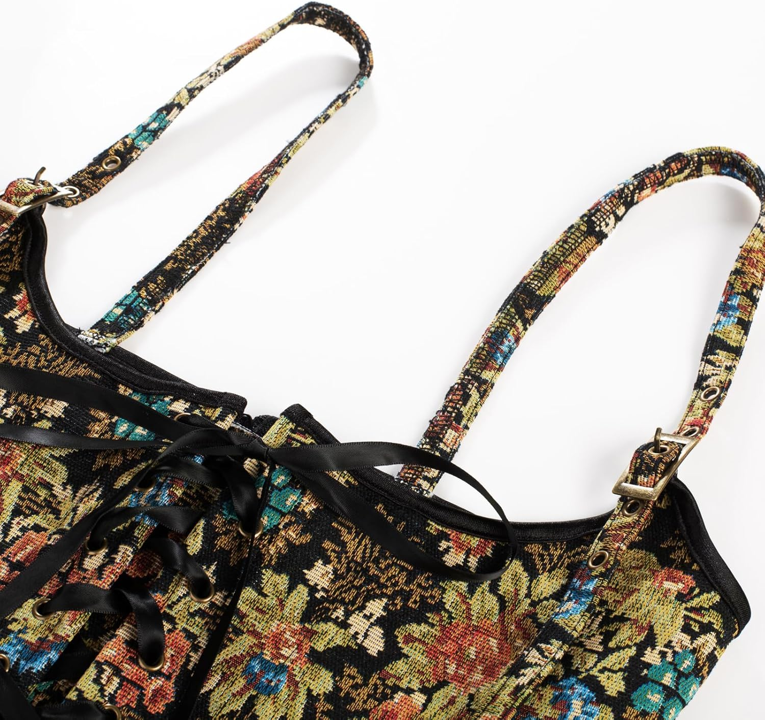 Scarlet Darkness Corset Belt for Women Floral Lace up Boned Underbust Corset Waist Belts image number 6