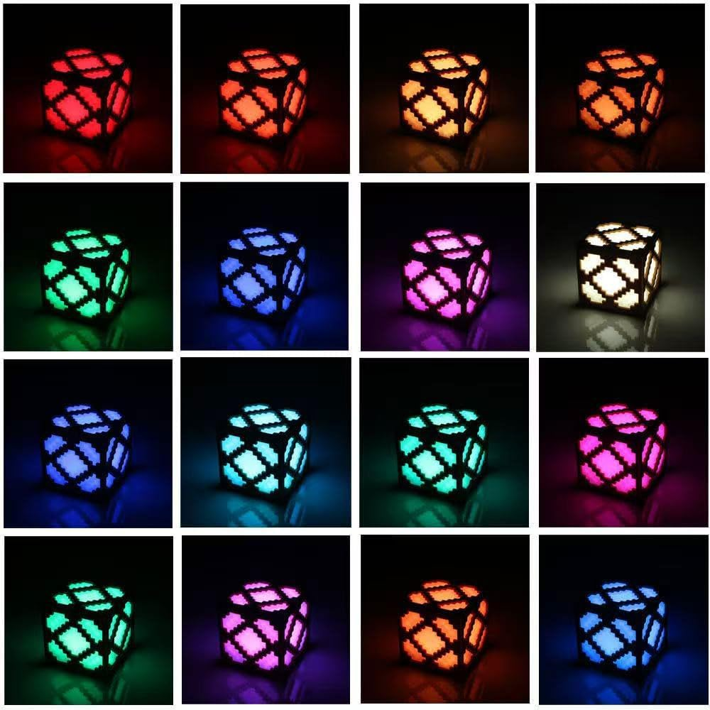 Pixelated Mood Light Square Cube Lamp, 16-Color LED Rechargeable Wall/Table Mountable Lamp for Boys Gaming Room Decor image number 5