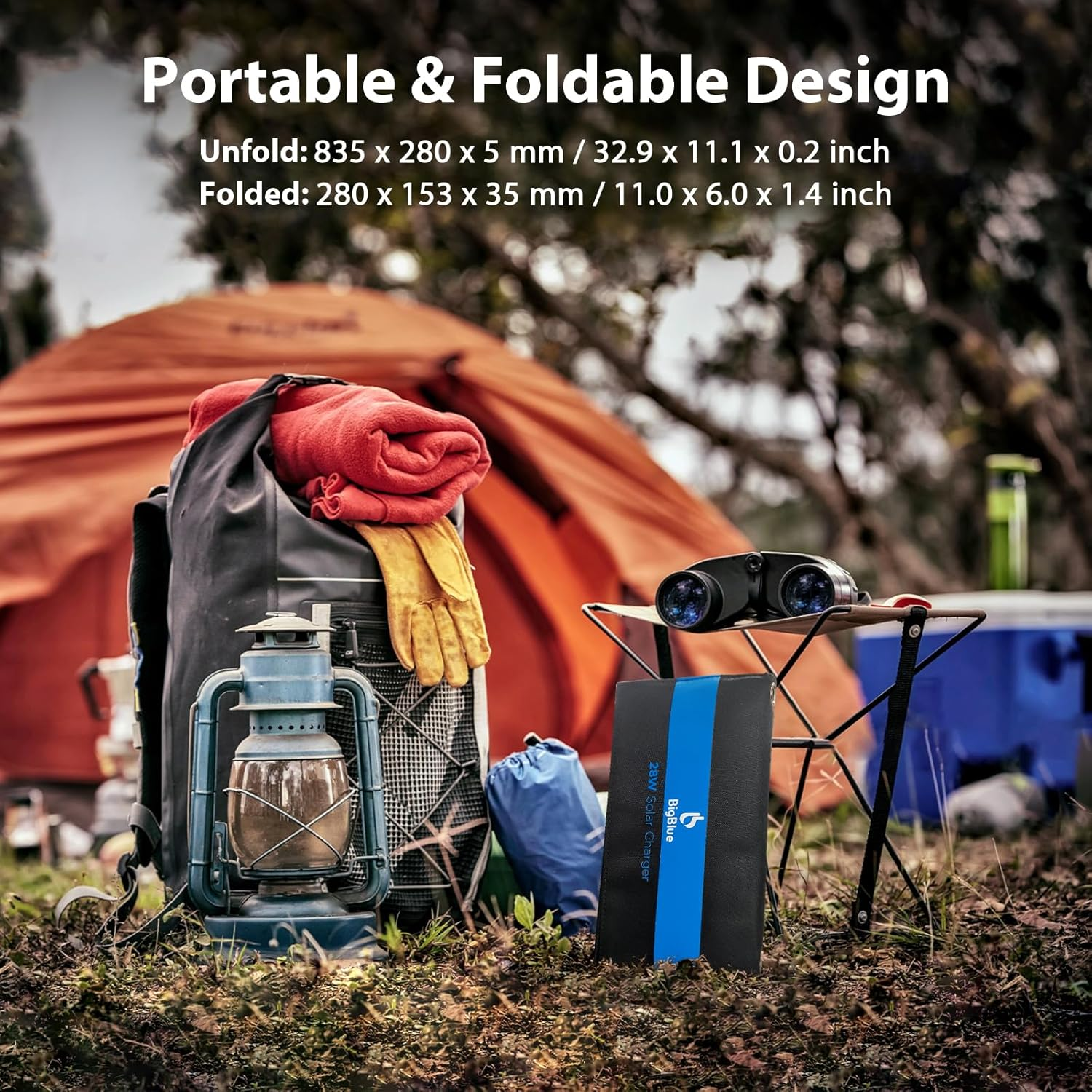 [Upgraded]Bigblue 3 USB Ports 28W Solar Charger(5V/4.8A Max), Foldable Portable Solar Phone Charger with Sunpower Solar Panel Compatible with Iphone 11/Xs/Xs Max/Xr/X/8/7, Ipad, Samsung Galaxy LG Etc. image number 6