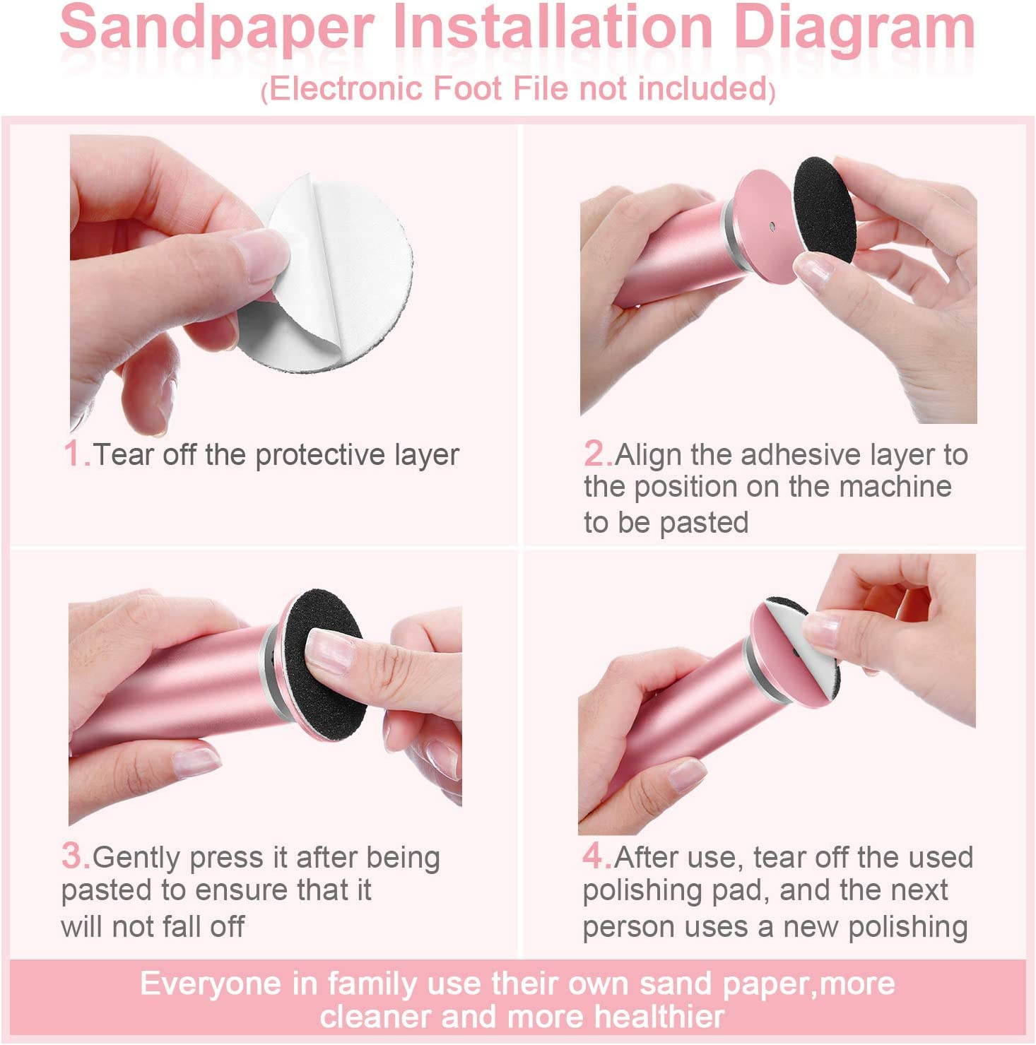 120 Pieces Replacement Sandpaper Discs for Electric Foot File Adjustable Speed Callus Remover Tool Sandpaper Pad Disks Replaceable for Men Women Dead Cracked Hard Skin image number 4