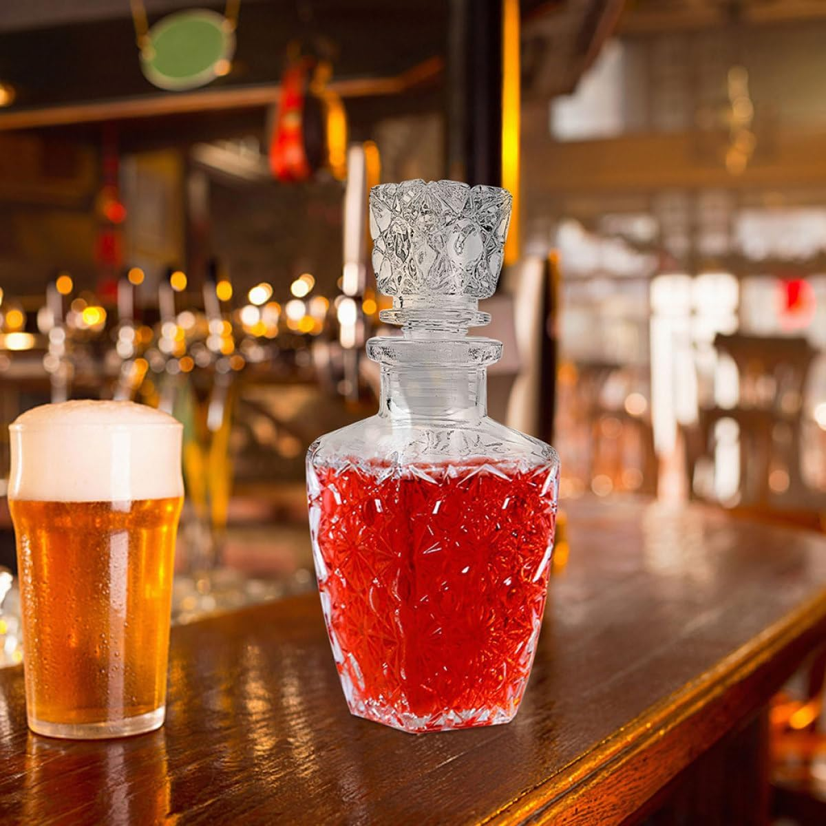 NAMOARLY 2Pcs 250Ml Thickened Creative Glass Wine Bottles Square Diamond Design for Party and Home Beverage Serveware image number 3