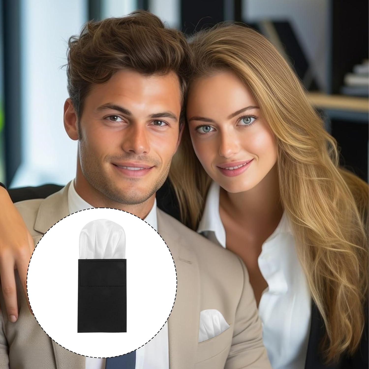 YBEATY 2PCS Prefolded Pocket Squares Pre-Folded Pocket Squares on Card Pockets Handkerchief White Masculine Polyester Suit Handkerchiefs Solid Color Pockets Hankies for Business Wedding Jacket Tuxedo image number 5