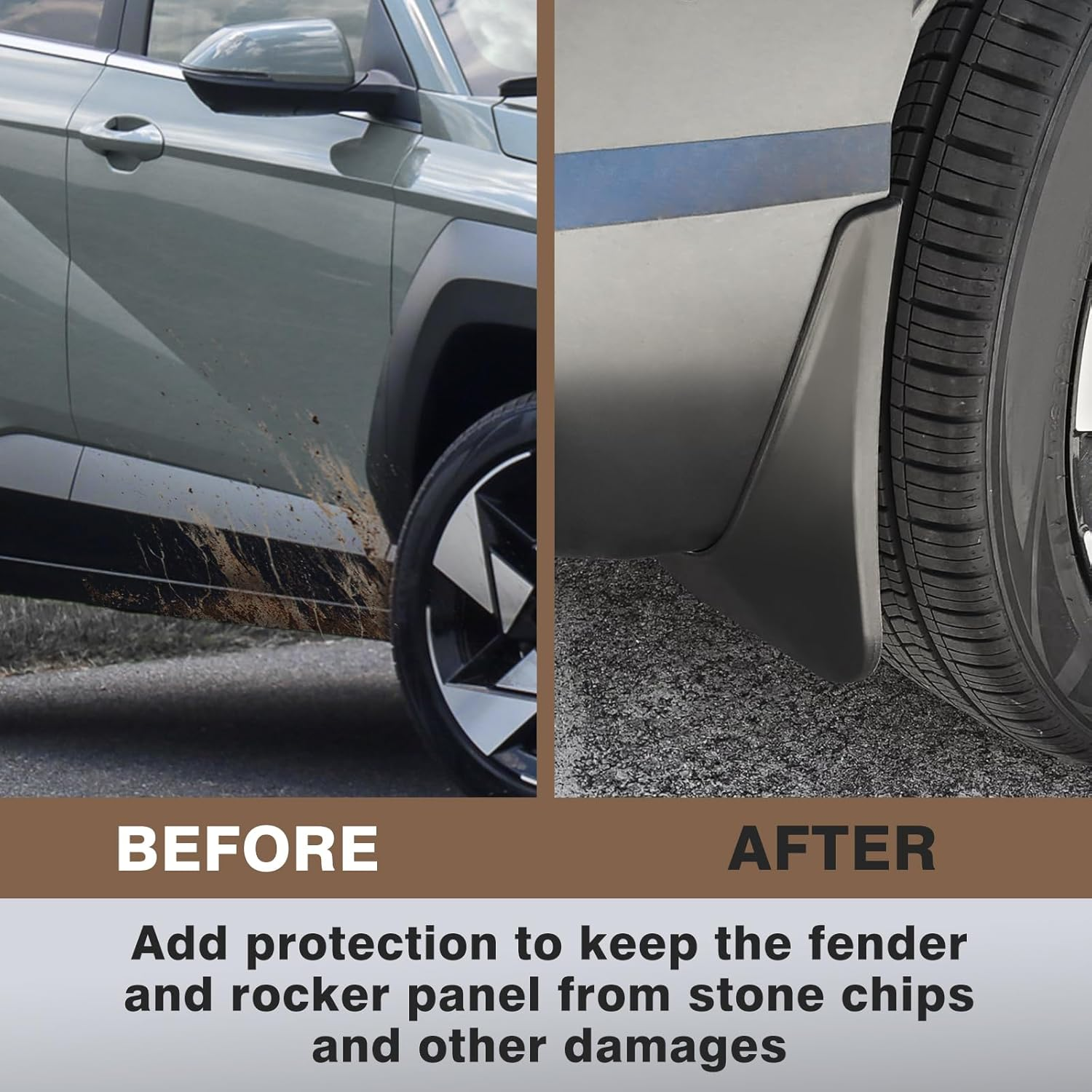 Muslogy for 2024 Kona Mud Flaps Splash Guards Front & Rear 4Pcs Fender Flaps No Drilling Required Compatible with Hyundai Kona 2024 Accessories image number 1