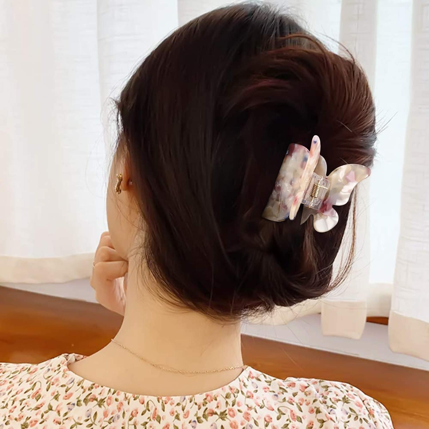 Butterfly Hair Clip for Thick Hair, Pack of 2 Butterfly Hair Clips for Women, Butterfly, Cute Hair Claw, Pine Clips, Acetate Butterfly Hair Accessories for Girls image number 4