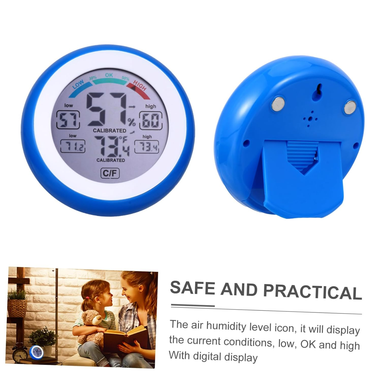 DECHOUS Multi-Functional Digital Hygrometer Thermometer round Touchscreen Indoor Temperature Humidity Monitor with Switch for Office Bedroom Greenhouse Skin Allergy Control image number 2