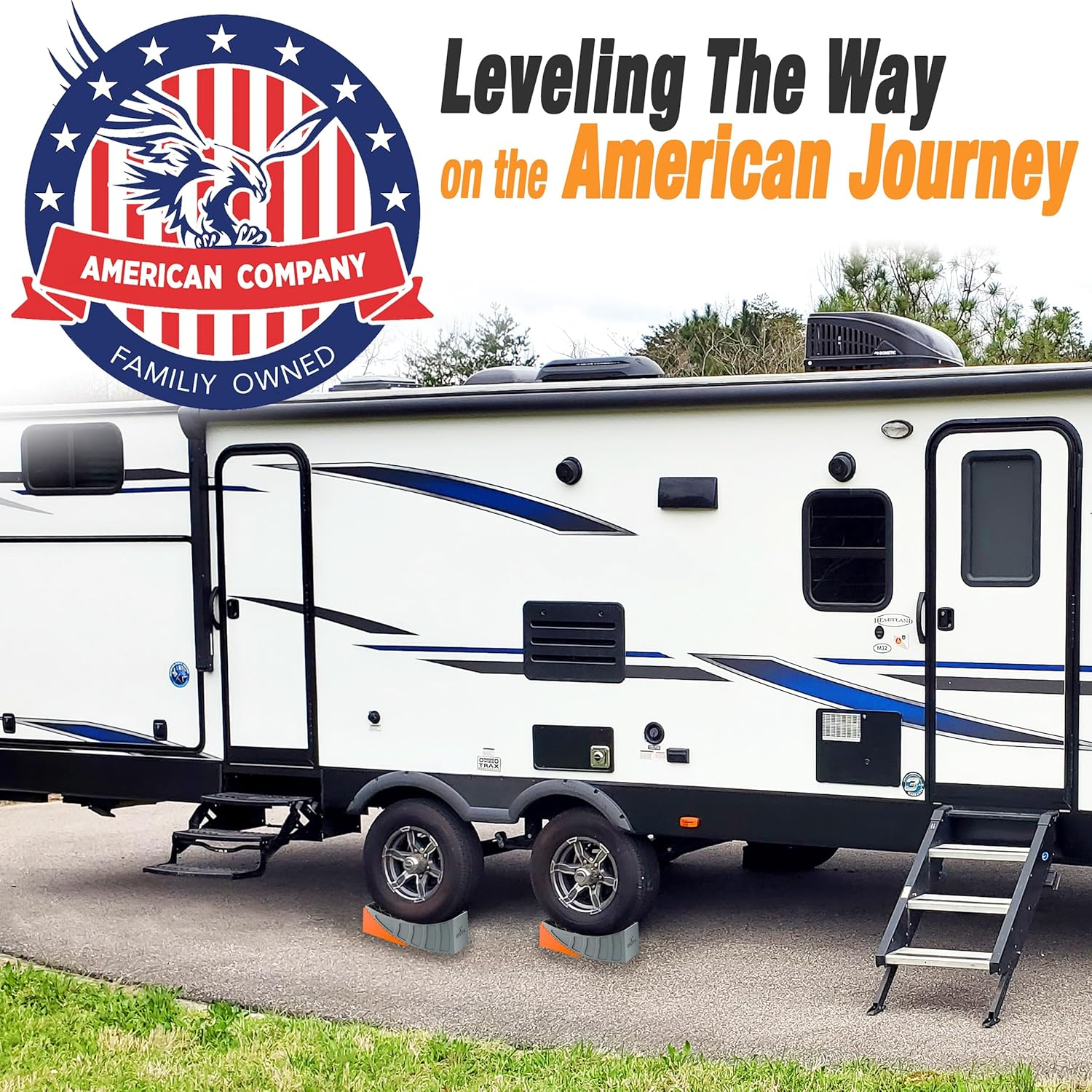 CARMTEK Camper Leveler Premium Kit | 6 Inch RV Levelers with Wheel Chocks, Rubber Mats & Carry Bag for Travel Trailers | Faster RV Leveling System than RV Leveling Blocks | RV Accessories image number 5