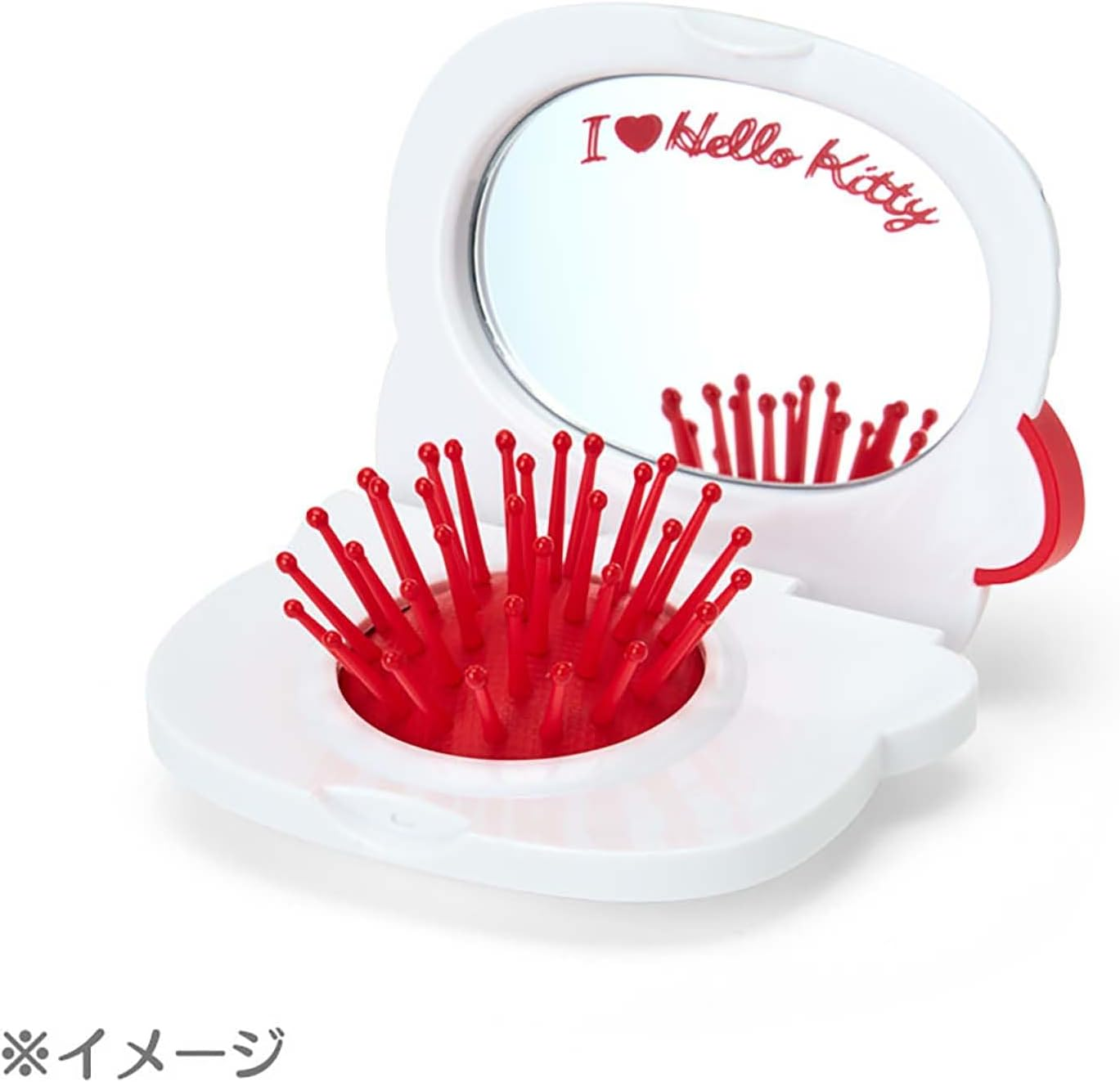 Sanrio 365131 Compact Hair Brush with Mirror (I Love Hello Kitty) Hello Kitty Pink image number 2
