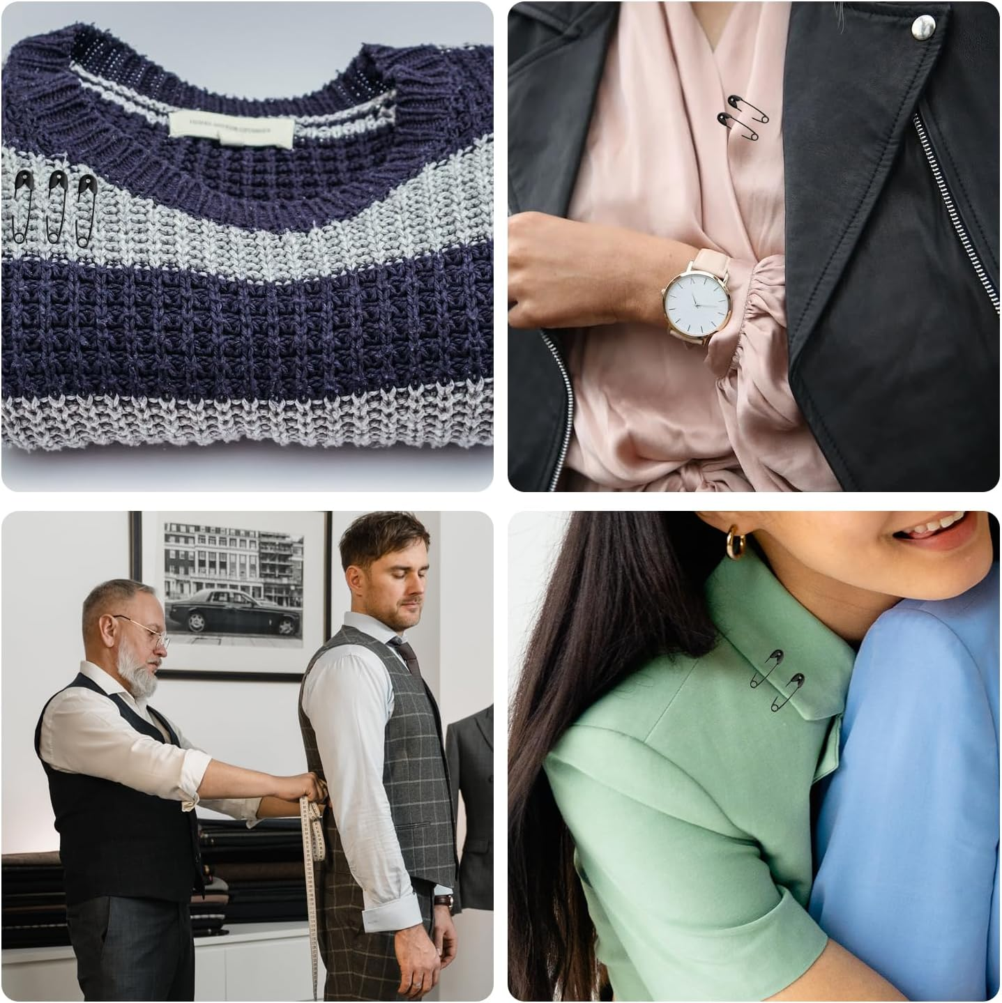 250Pcs Safety Pins, 1.1In/28Mm Mini Sewing Safety Pins Small Metal Nickel Plated Steel Safety Pins for Clothing Sewing Handicrafts Jewelry Making (Black)