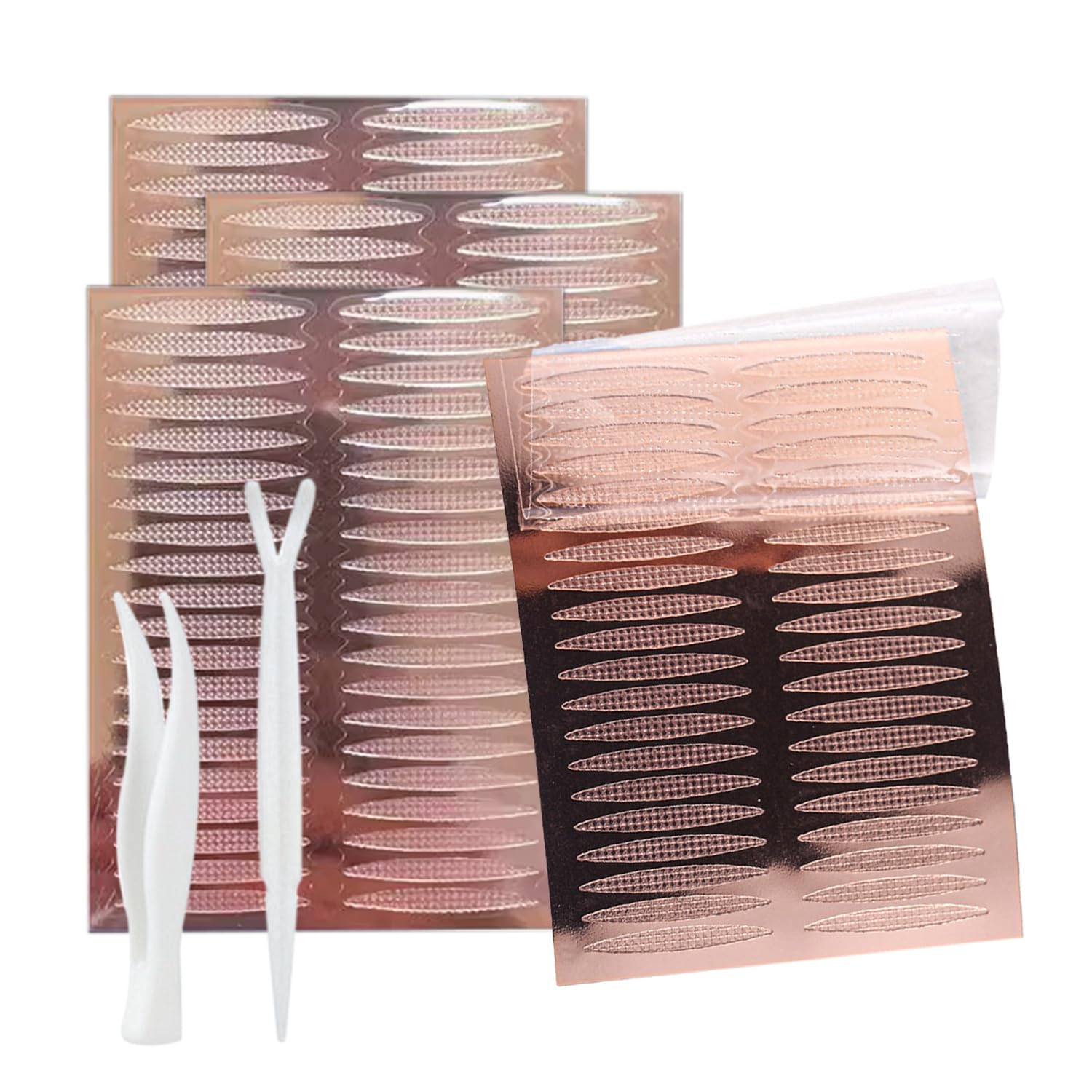 TORMEN 80 Pairs Double Eyelid Lift Strips Invisible Tape Stickers Waterproof Natural Lace Mesh with Forked Rods for Covered Droopy Thick Eyelids Suitable for Most Eye Shapes (Transparent Oval) image number 2