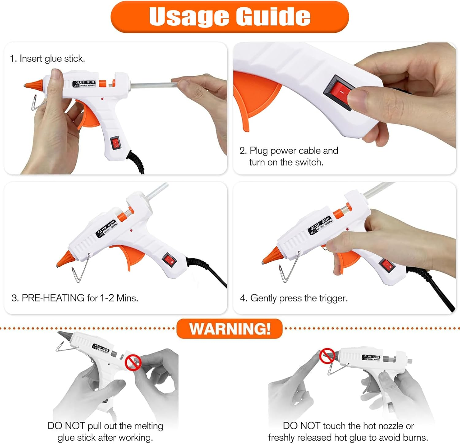 Mini Hot Glue Gun with 60Pcs Glue Sticks-10Cm, 30W Fast Heating Hot Melt Gun, Lightweight Craft Gun for DIY, Home Repairs, Kids' School Projects. (505 White) image number 2