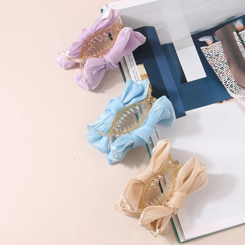 Hair Claw Clips Fashionable and Elegant Summer Mesh Bbow Ponytail Clip Grab Clip Headdress Hair Accessories image number 4