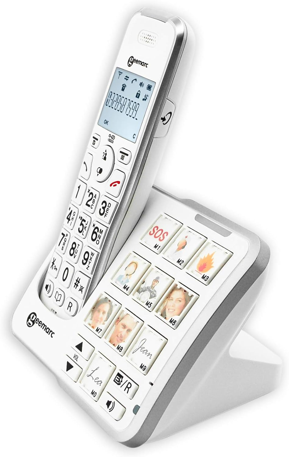 Geemarc Amplidect 295 Photo - Loud Cordless Telephone with Answering Machine and Large Customisable Photo Memories for Seniors - Low to Medium Hearing Loss - Hearing Aid Compatible - UK Version image number 2