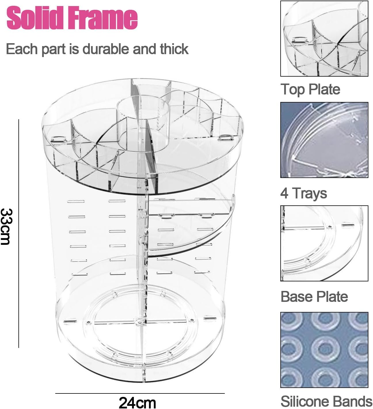 Makeup Organizer, Rotating Makeup Organizer, 360 Degree Rotating Adjustable Cosmetic Storage Display Case, 7 Layers Large Capacity for Skincare, Perfume, Cosmetic, Beauty, Make up and Essential Oil image number 5