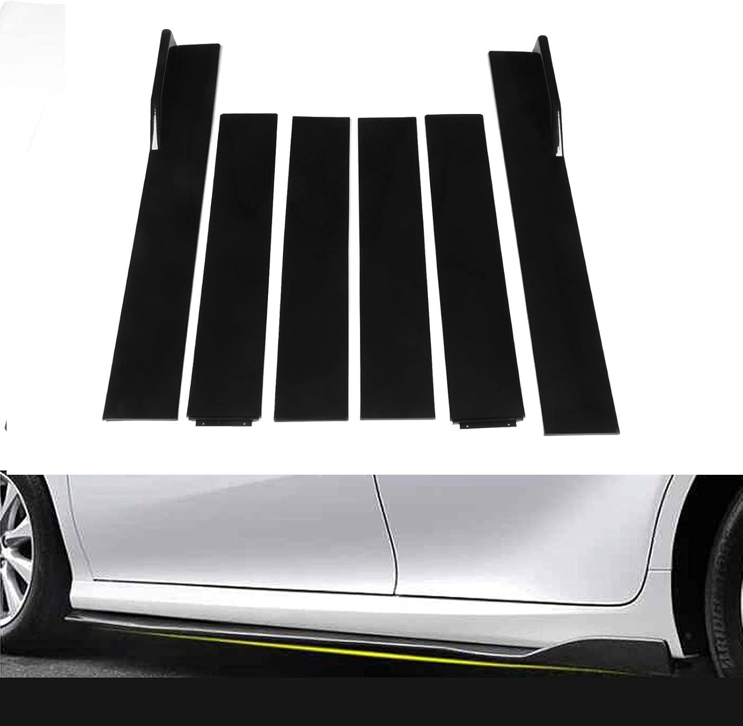 Universal Side Skirt, 6PCS Black Anti-Scratch Adjustable Length Car Side Skirt for Protection image number 3