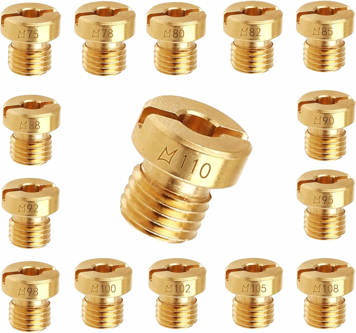 Dellorto Main Jet Replacement, 15 Pcs Carburetor Main Jets, M6 Main Jets Kit(75‑110) for Dellorto Carburetor PHBG PHBH PHBL FRD PHF VHB VHSH Injector Nozzle, Make You Feel from Motor Vehicles image number 5