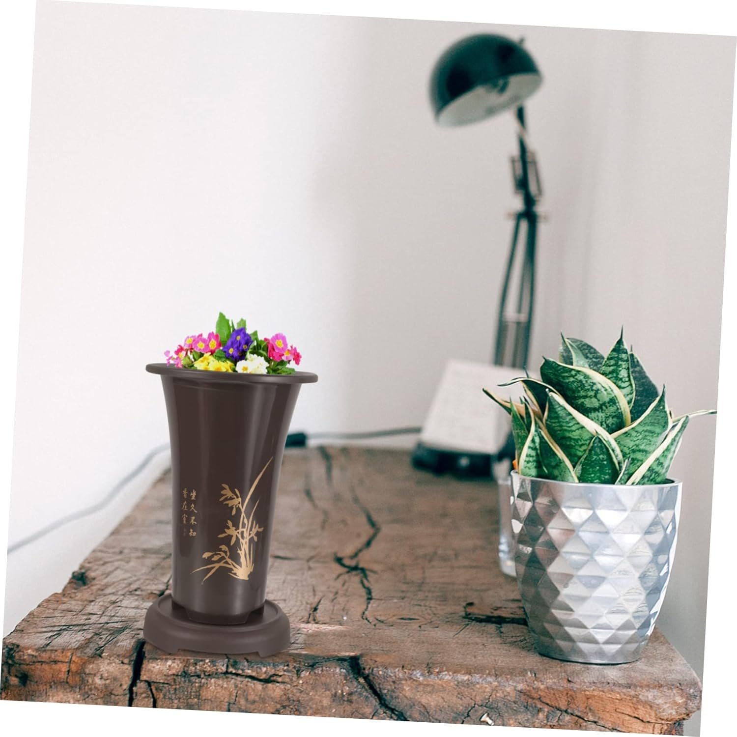 Happyyami Ceramic Orchid Pots Set of 2 with Drainage Trays for Indoor Plants Large Flower Planters for Household Gardening and Orchid Planting image number 2