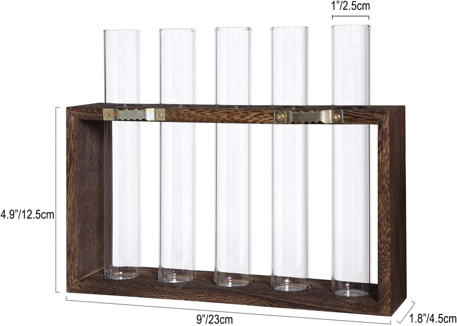 Hydroponic Plant Stand, Wall Hanging Test Tube Planter, Plant Terrarium with Wooden Stand and 5 Test Tubes, Tabletop Terrarium Planter for Home Office Decoration (Brown) image number 6