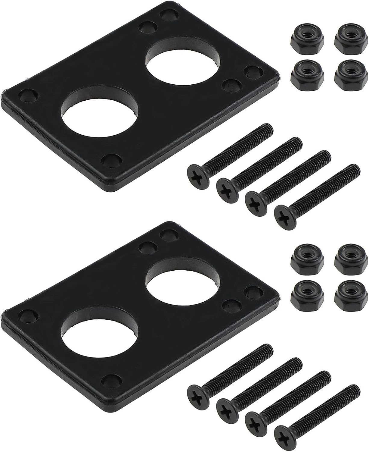 SING F LTD 10Pcs 6Mm Skateboard Gasket Riser Pads with Bridge Nail Skate Accessories Repair Shock Absorption Protective Black image number 2