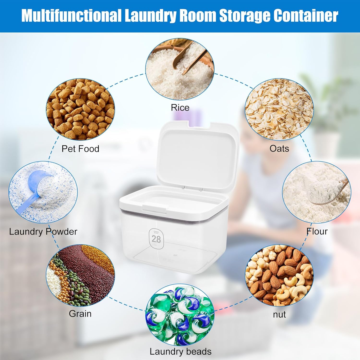 Cheuryae 2.8L Laundry Detergent Storage,Laundry Pods Storage Container with Measuring Cup,Large Capacity Storage Organizer for Bath Bombs, Scent Booster, Kitchen Food Storage Container (1) image number 4