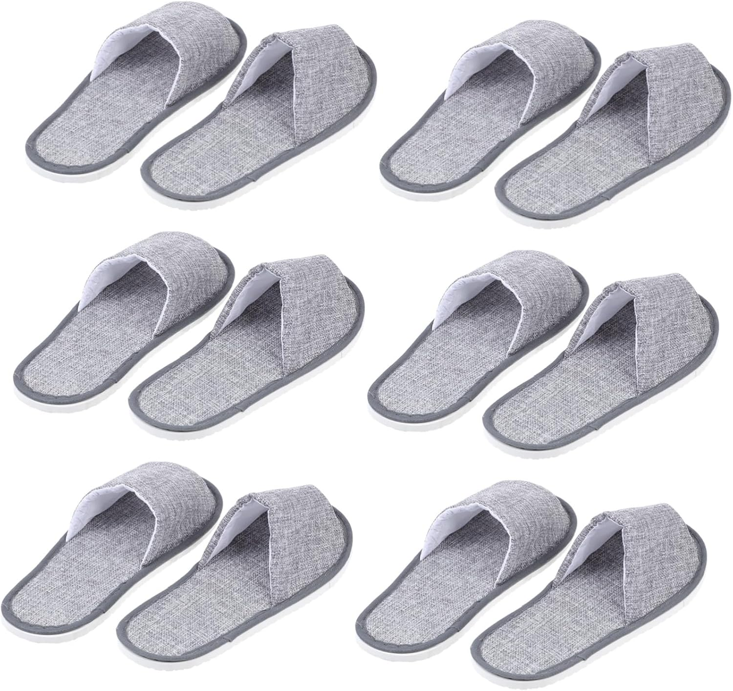 HEATSHAKING 6 Pairs Anti-Skid Sole Disposable Open Slippers for Travel Hotel Home Use Non-Slip One-Off Footwear for Wet Floors and Guest Comfort