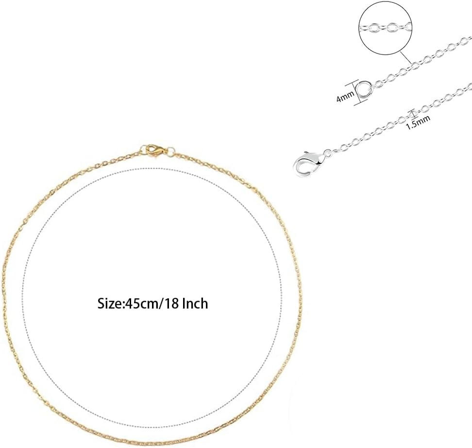 20 Pcs Bulk Necklace Chain Set(18Inch, 1.5Mm),Jewelry Making Supplies,Gold and Silver Plated DIY Electroplated Link Chains for Adults image number 4