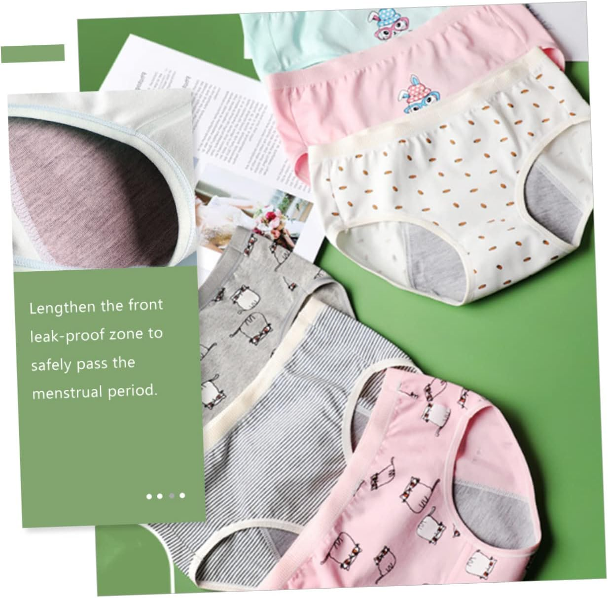 FOMIYES 3Pcs Women'S Leak Underwear Sanitary Pants Breathable Period Underpants image number 4