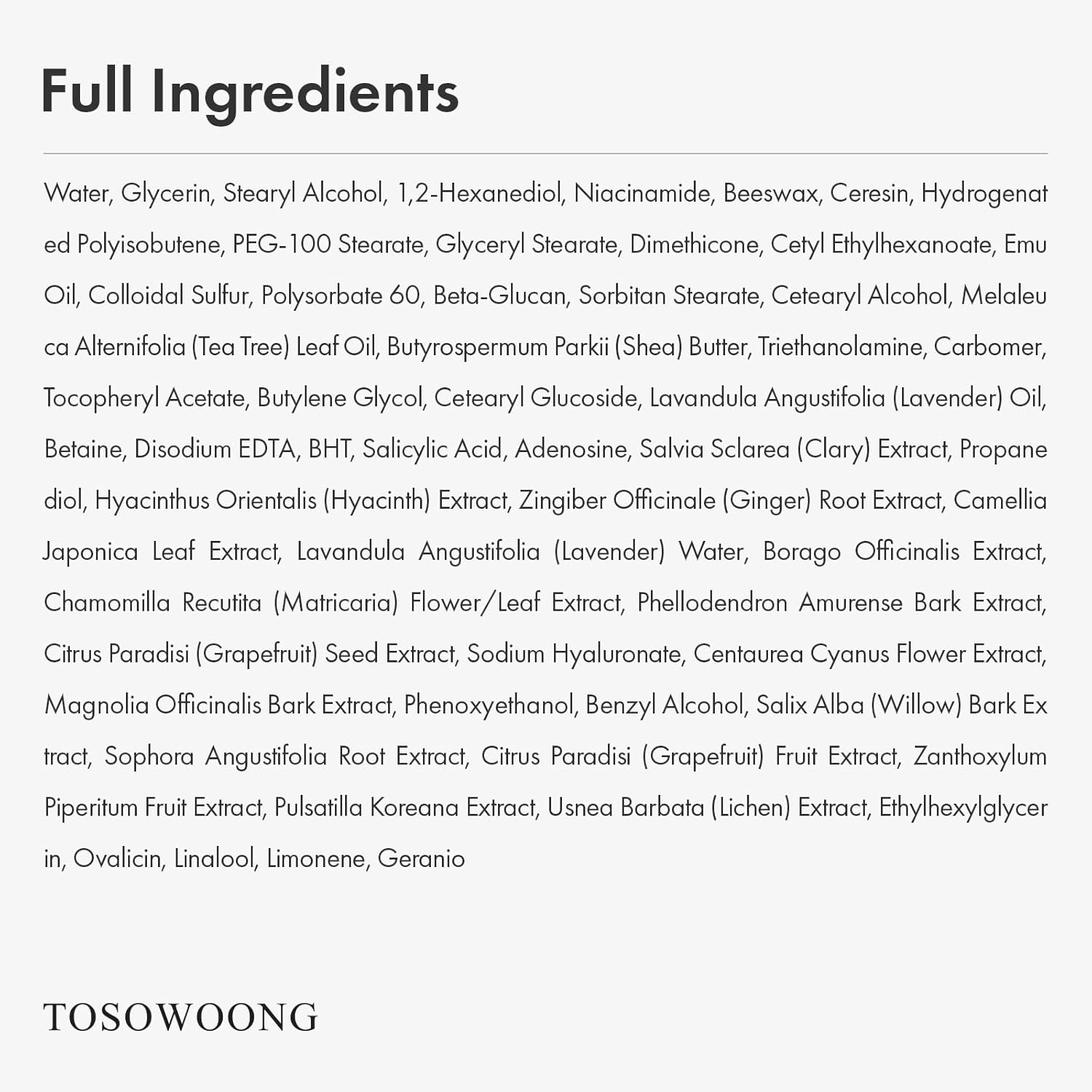 TOSOWOONG Ovalicin Skin Clear Cream, Skin Soothing, Moisturizing with Niacinamide and Sulfur, Korean Skincare, 50G, 1.76 Oz. image number 3