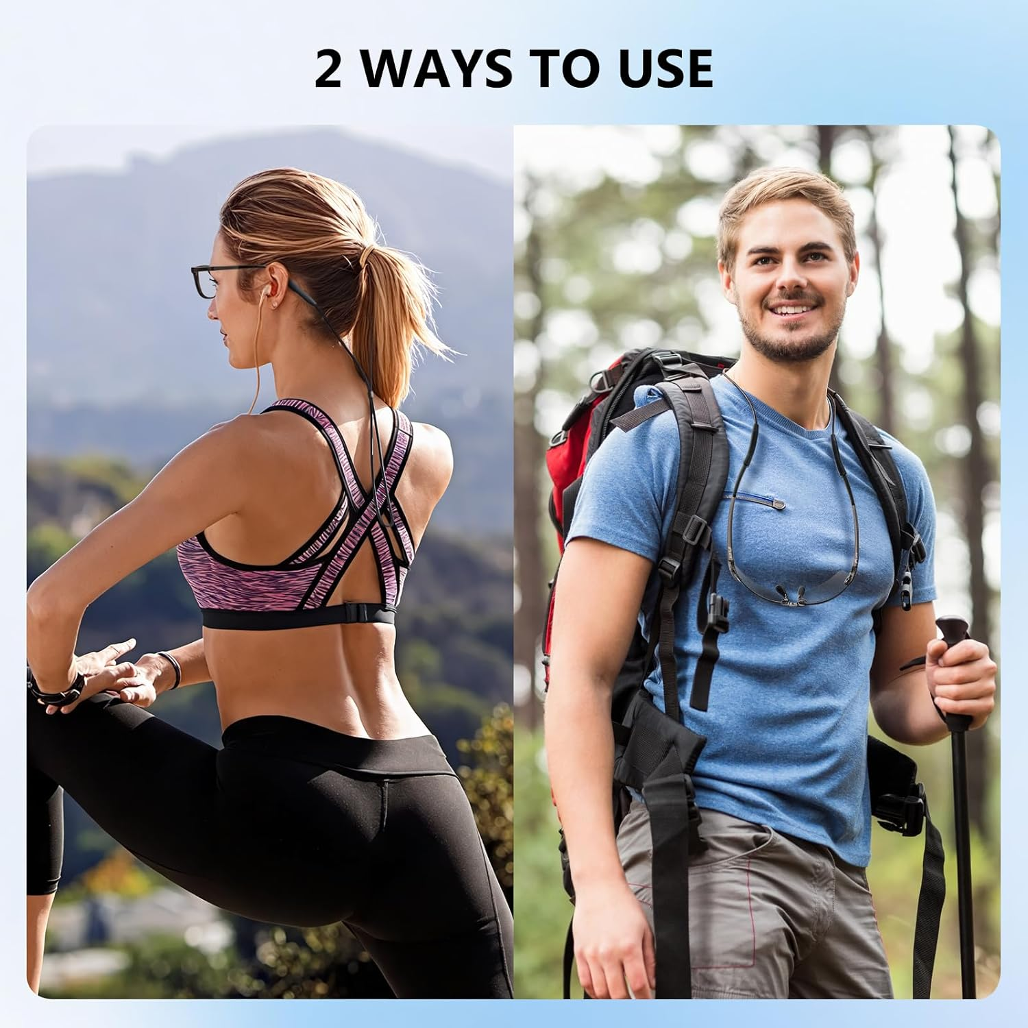 80Days Adjustable Eyeglass Strap: Nylon Retainer for Glasses and Sunglasses with Silicone Grips, Secure Fit - Black-2Pcs image number 5