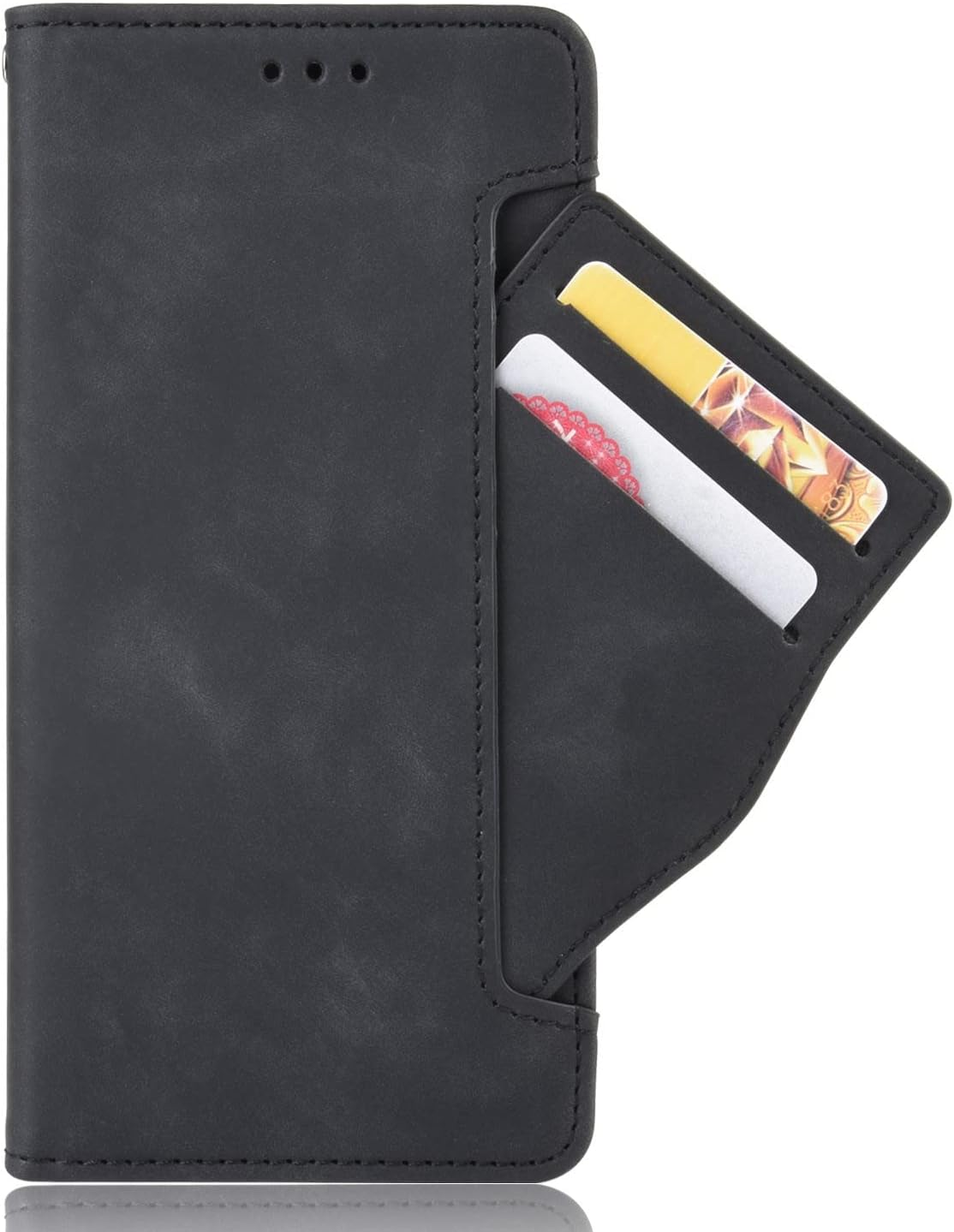 Goshukuntech Phone Cover for Oppo Find X5 Pro Wallet Case[ 5 Card Slots Leather Wallet ] Soft TPU Inner Case Flip Cover Stand Feature [6.43 Inch]-Black image number 2