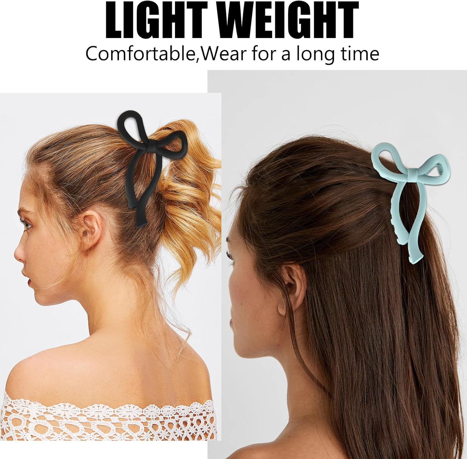 QEEYON Large Hair Claw Clips for Thick and Thin Long Hair 3.94 Inch(10 Cm) Pack of 6 Matte Bow Claw Clips for Women Fashion Hair Styling Accessories Hair Clips image number 5