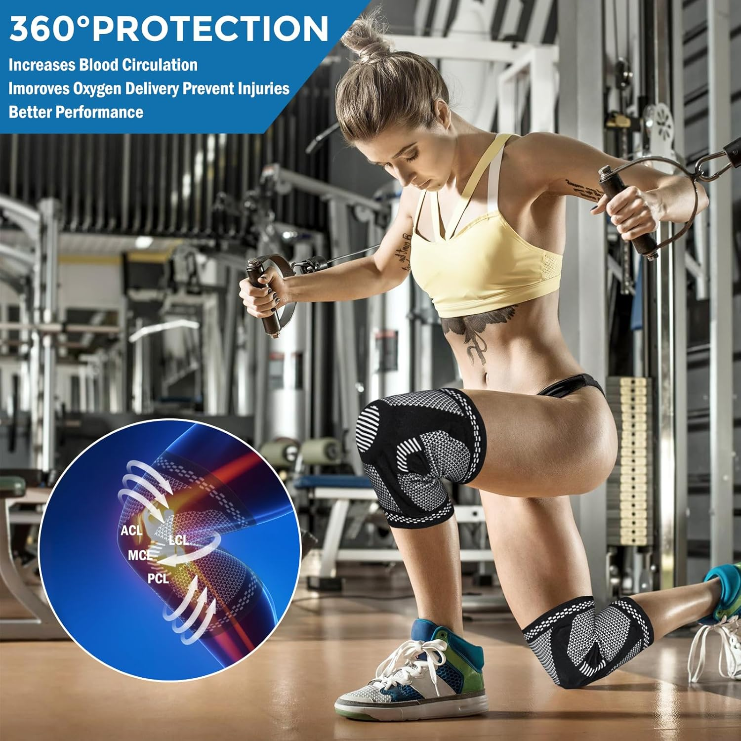 Copper Knee Braces (2-Pack) - Compression Knee Sleeves with Dual Spring Support and Upgraded Silicone Pad, Relieves Knee Pain, Arthritis, and Sports Injuries for Men and Women (X-Large) image number 4