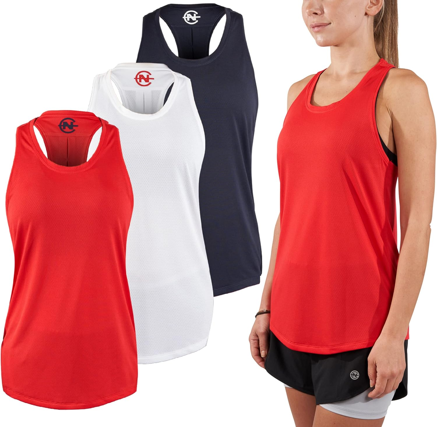 Nautica Competition 3 Pack Workout Tank Tops for Women Active Athletic Gym Workout Running Exercise Yoga Dry-Fit Fabric image number 3
