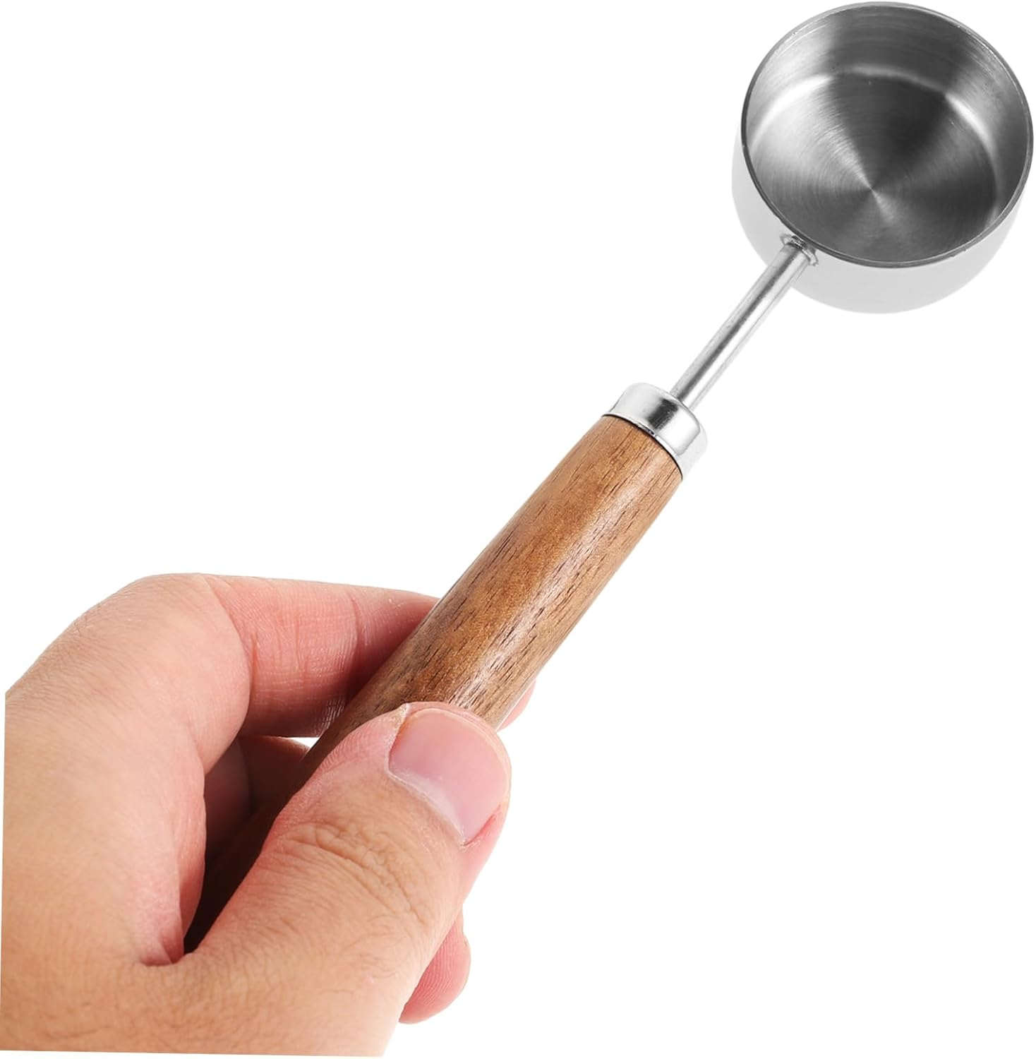 BUGUUYO Stainless Steel Coffee Measuring Scoop with Walnut Wood Handle, 15Ml Espresso Spoon and Tea Scoop for Loose Tea and Sugar, Long Handle Powder Measuring Spoon for Home Brewing image number 1