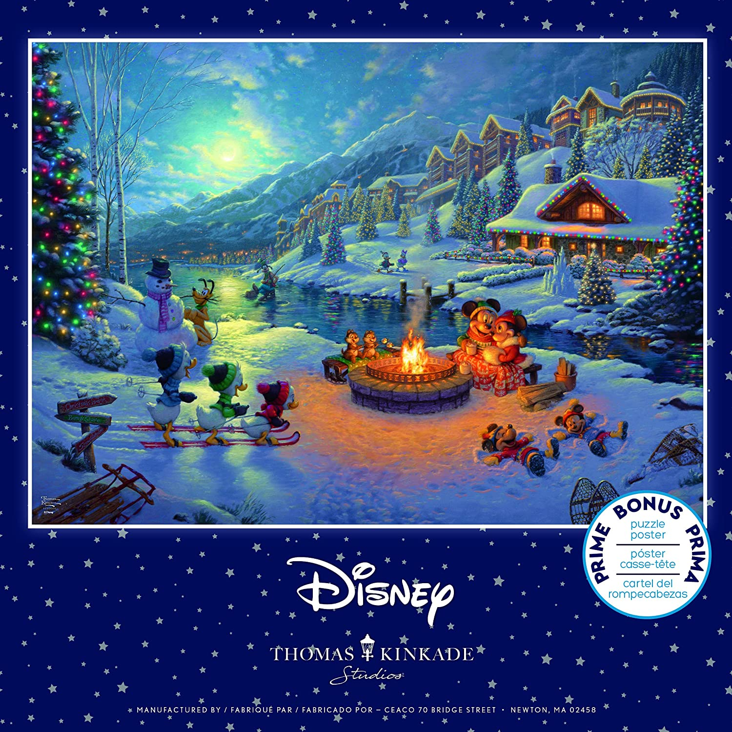 Ceaco - Thomas Kinkade - Disney Dreams Collection - Holiday - Mickey and Minnie Christmas Lodge - 1000 Piece Jigsaw Puzzle image number 1