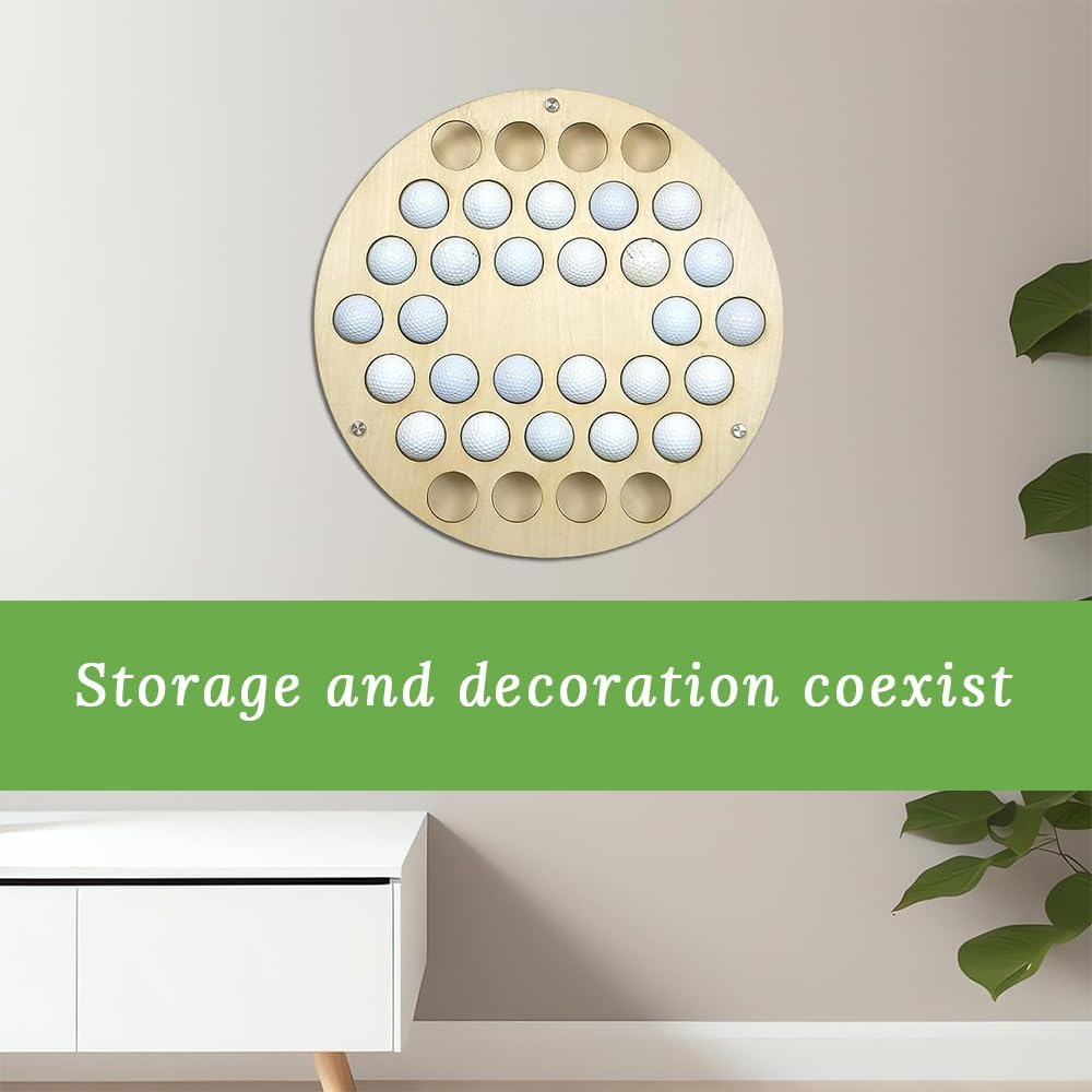 Wooden Golf Rack, Large Capacity round Wooden Display Rack, Wall Mounted Shelf, Golf Storage Rack, Suitable for Living Room, Office, Outdoor Activities image number 4
