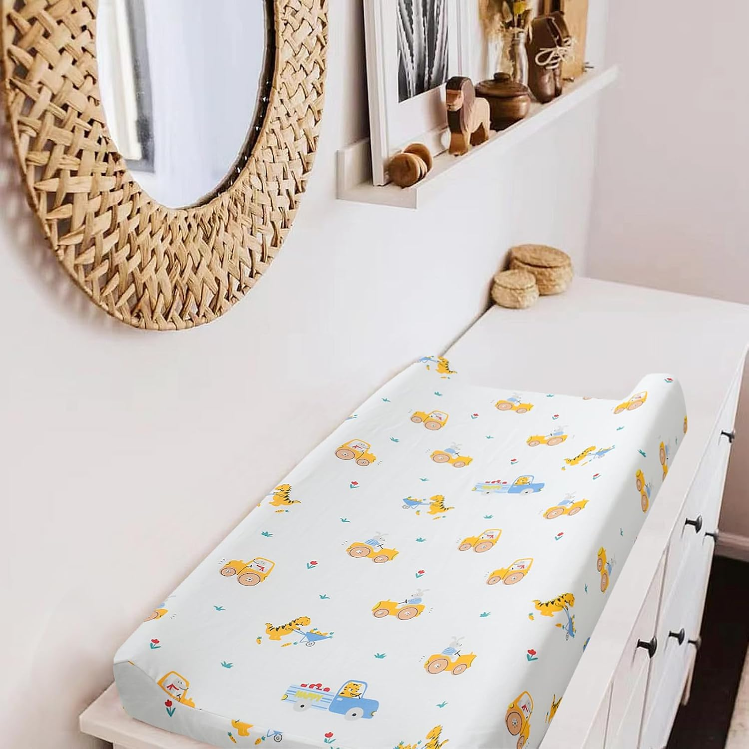 Owlowla Changing Pad Cover,Ultra Soft Cotton Changing Table Covers,Breathable&Durable Nursery Diaper Changing Pad Sheets for Baby Boys Girls(Baby Boy&Dino) image number 1