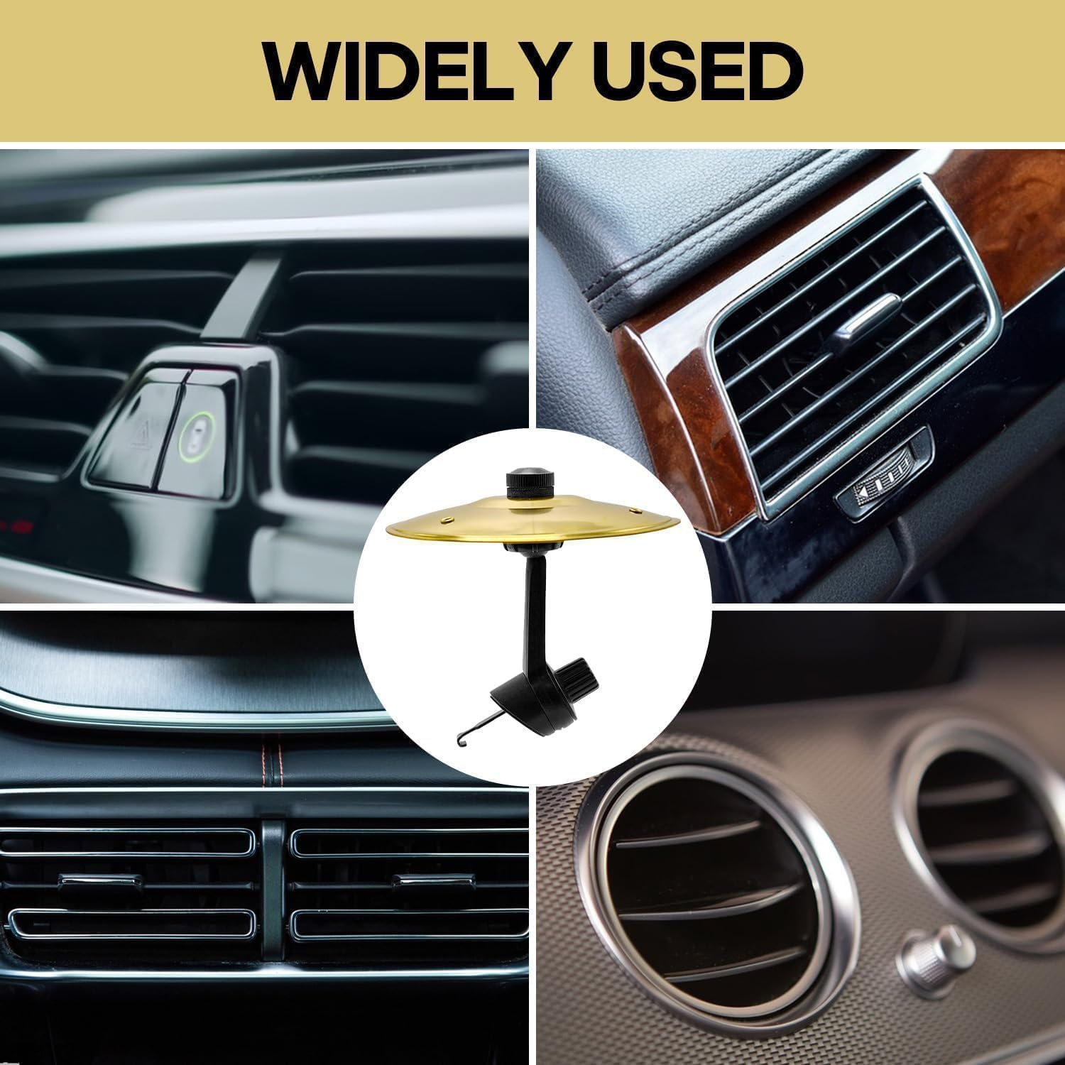 1PCS Car Cymbal Air Vent Clip, Mini Crash Drum Cymbal Ornament That Vibrates with Airflow, Funny Novelty Musical Dashboard Decor for All Car Models