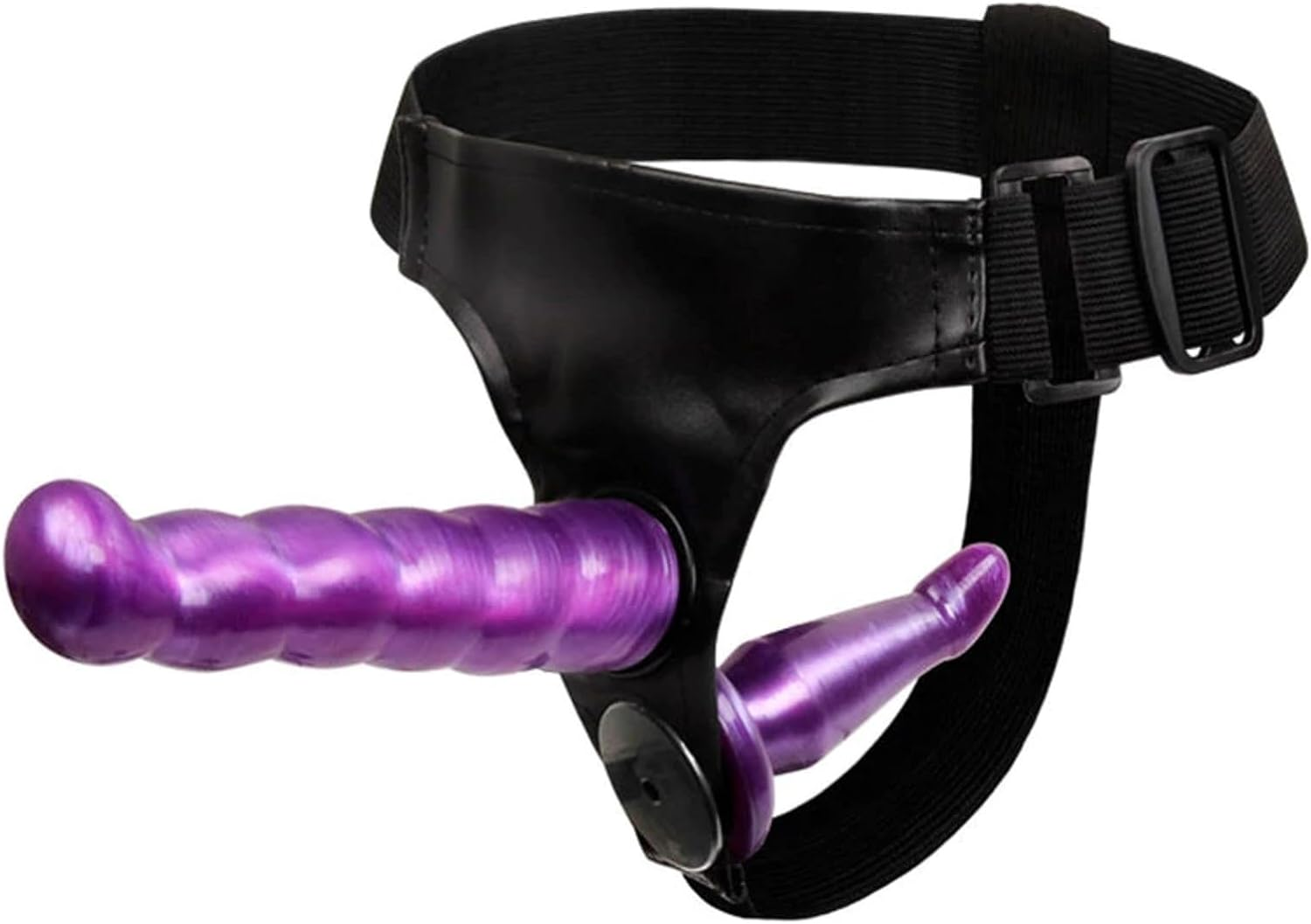 Wearable Double Dildo Strap on Harness Lesbian Gay Couple Pegging Dong Penetation Realistic Sex Toy (Purple)