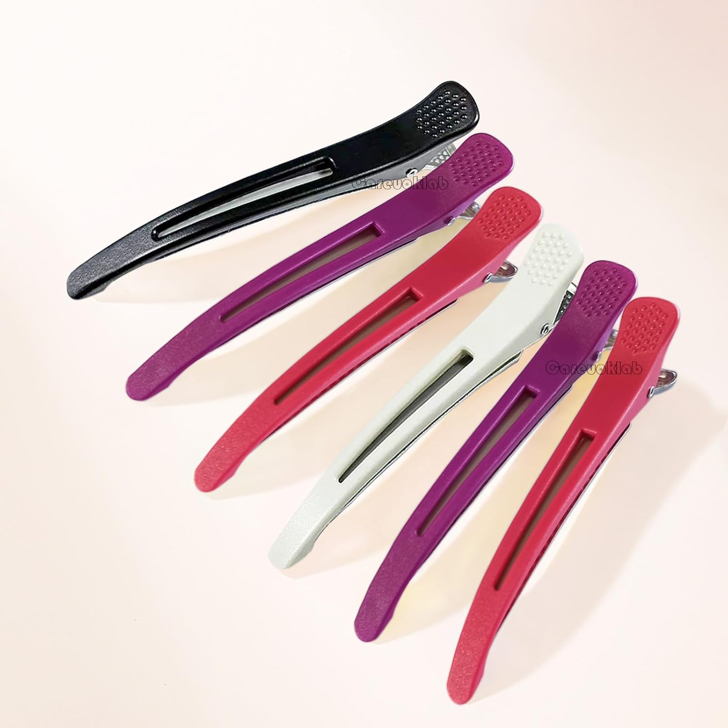 6 Pack Duck Bill Clips for Styling and Sectioning, Non-Slip with Silicone Band, No-Trace Duckbill Alligator Hair Clips for Thick & Thin Hair-Professional Salon Hair Clips image number 4